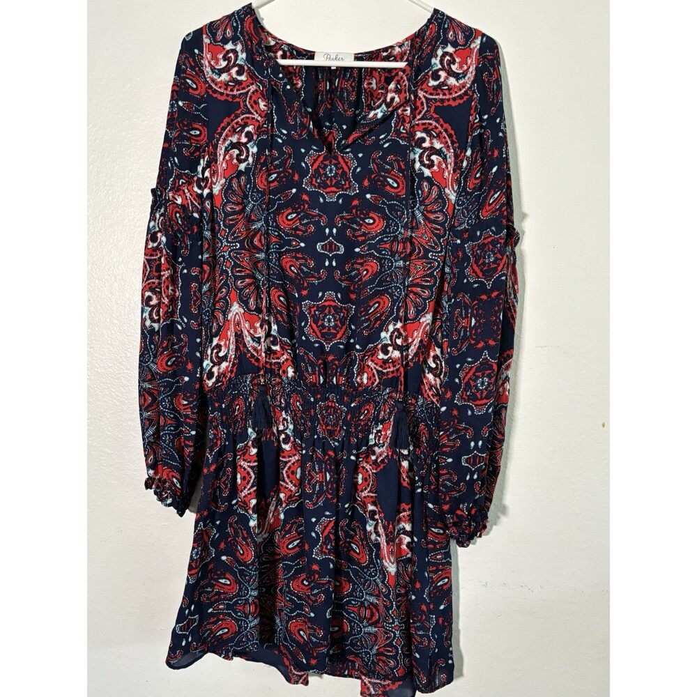 PARKER Floral Smocked Lined Blouson Mini Dress Size Small